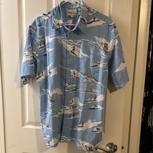Reyn Spooner Blue Surf Print Men's Shirt NWOT